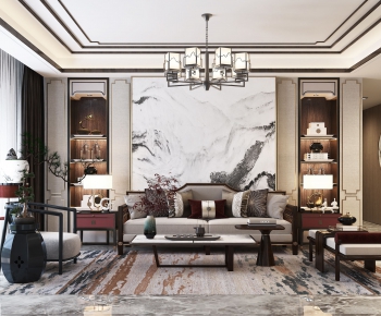 New Chinese Style A Living Room-ID:429262967