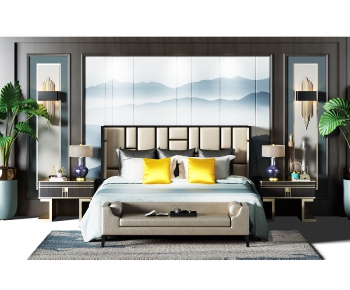 New Chinese Style Double Bed-ID:479852562