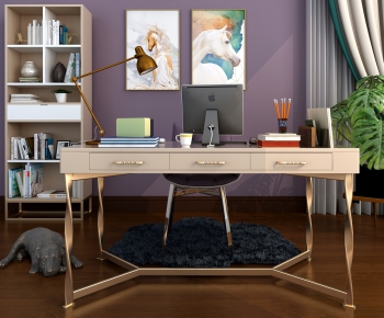 Modern Computer Desk And Chair-ID:455044182