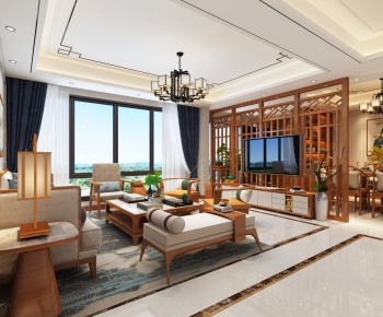 New Chinese Style A Living Room-ID:541181987