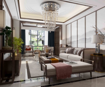 New Chinese Style A Living Room-ID:376454893