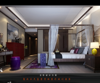 New Chinese Style Bedroom-ID:663494852