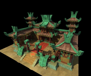 New Chinese Style Ancient Architectural Buildings-ID:521819267