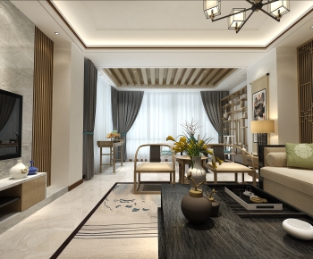 New Chinese Style A Living Room-ID:169848518