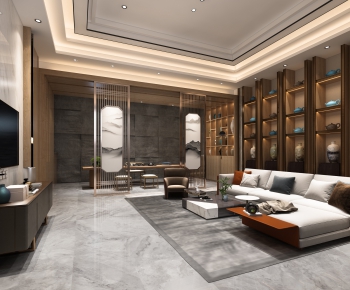 New Chinese Style A Living Room-ID:599461683