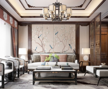 New Chinese Style A Living Room-ID:634862165