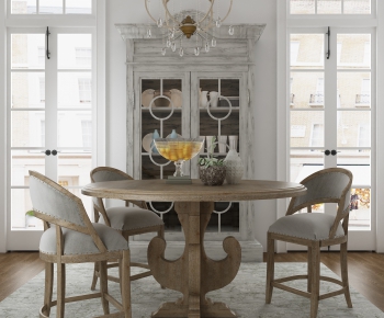 American Style Country Style Dining Table And Chairs-ID:707300556