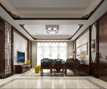 New Chinese Style A Living Room-ID:661109669