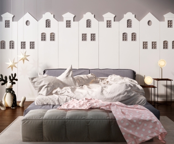 Nordic Style Double Bed-ID:895639651