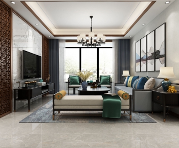 New Chinese Style A Living Room-ID:410320826