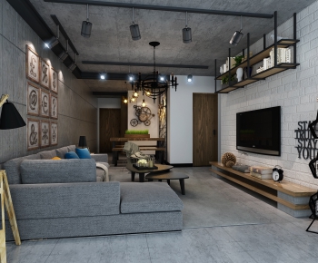Industrial Style A Living Room-ID:241351748