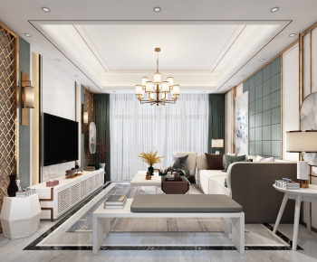 New Chinese Style A Living Room-ID:953187296