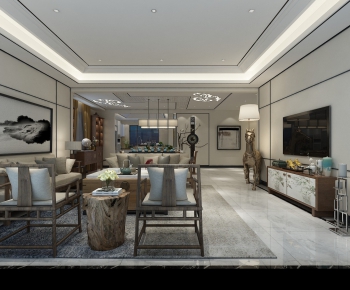 New Chinese Style A Living Room-ID:125087647