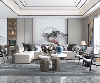 New Chinese Style A Living Room-ID:256310653