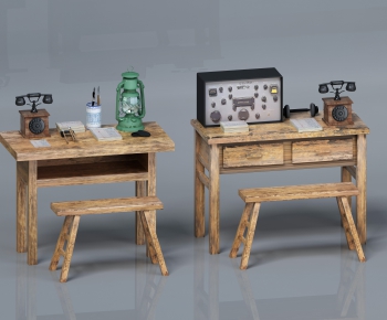 Industrial Style Computer Desk And Chair-ID:990901545