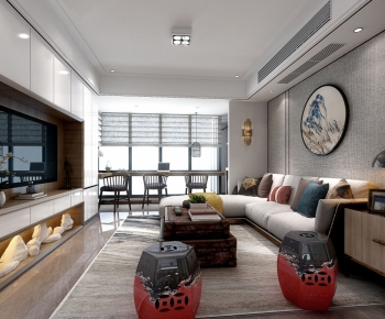 New Chinese Style A Living Room-ID:278574696