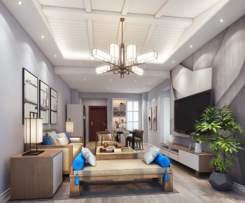 New Chinese Style A Living Room-ID:396069585