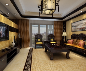 New Chinese Style A Living Room-ID:921274623