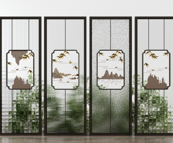 New Chinese Style Glass Screen Partition-ID:517595841