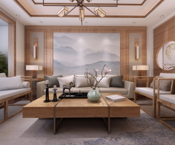 New Chinese Style A Living Room-ID:345975312