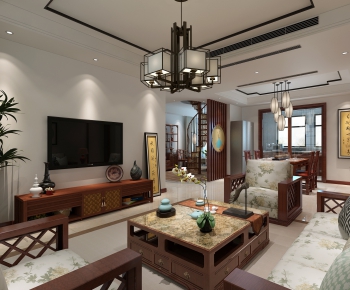 New Chinese Style A Living Room-ID:786869226