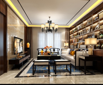 New Chinese Style A Living Room-ID:556043762