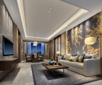 New Chinese Style A Living Room-ID:757591325