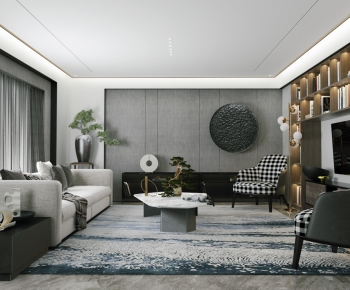 New Chinese Style A Living Room-ID:256939199