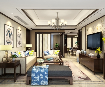 New Chinese Style A Living Room-ID:209559853