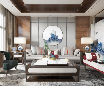 New Chinese Style A Living Room-ID:906343292