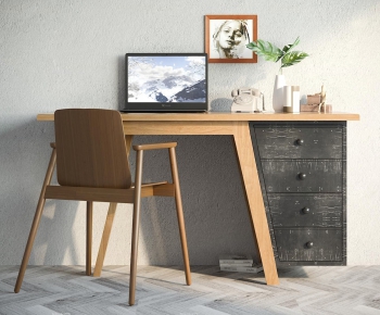 Industrial Style Computer Desk And Chair-ID:209346669