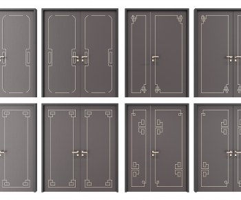 New Chinese Style Unequal Double Door-ID:333223182