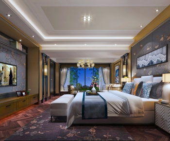 New Chinese Style Bedroom-ID:347674529