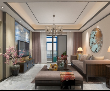 New Chinese Style A Living Room-ID:570051426