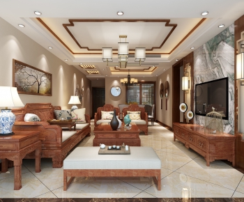 Chinese Style A Living Room-ID:737481941