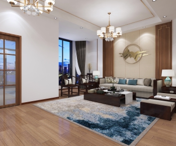 New Chinese Style A Living Room-ID:501237363