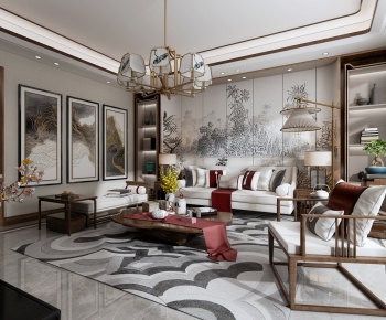 New Chinese Style A Living Room-ID:839908324