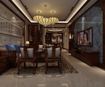 New Chinese Style A Living Room-ID:482911673