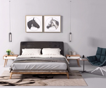 Nordic Style Double Bed-ID:619074468