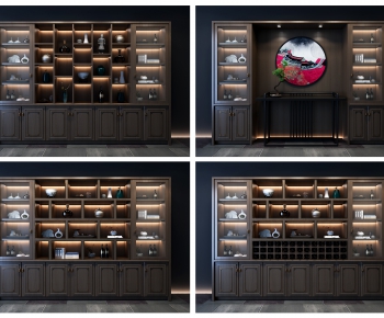 New Chinese Style Wine Cabinet-ID:518292991