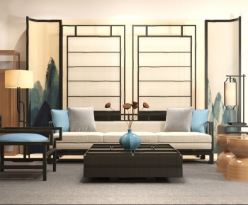 New Chinese Style A Living Room-ID:752961919
