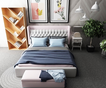 Nordic Style Double Bed-ID:870795218