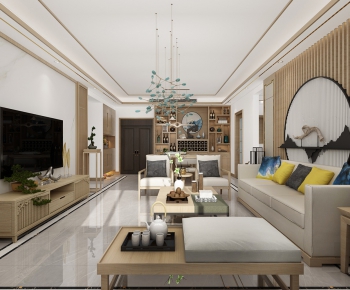 New Chinese Style A Living Room-ID:183124624
