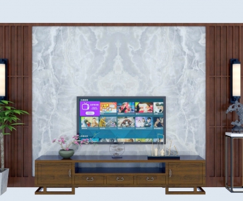 新中式电视柜背景墙组合-ID:147335633