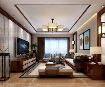 New Chinese Style A Living Room-ID:381578381