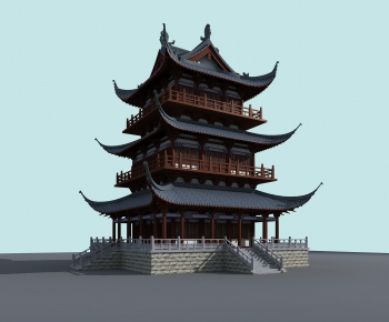 Chinese Style Ancient Architectural Buildings-ID:938664238