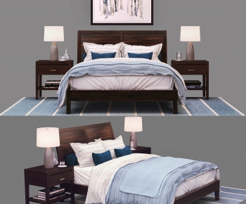 Modern American Style Double Bed-ID:369366881