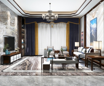 New Chinese Style A Living Room-ID:269939752