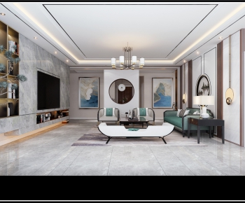 New Chinese Style A Living Room-ID:971512449