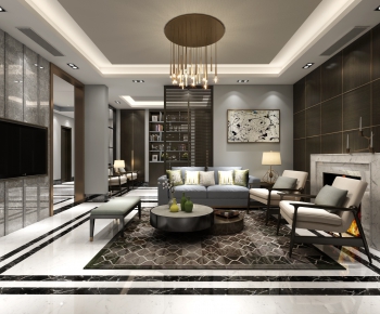 New Chinese Style A Living Room-ID:368947823
